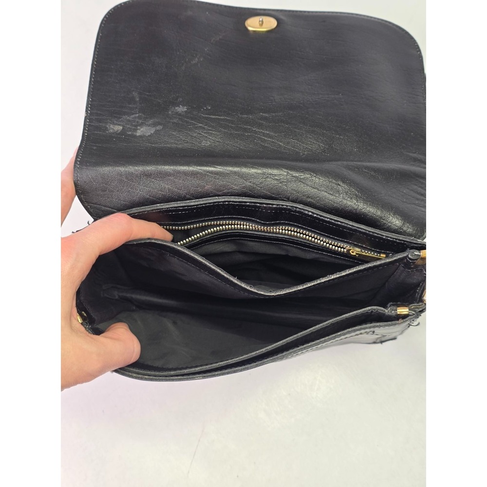 Vintage Philippe Women's Crossbody‎ Bag Black Leather Shoulder Bag Purse - Picture 15 of 15